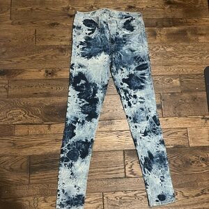 American Eagle Outfitters Tie-Dye Skinny Jeans - Blue and White